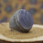 انگشتر عقیق کبود یمنی نقره مردانه طرح تورج - Image 2