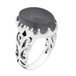 انگشتر عقیق کبود یمنی نقره مردانه طرح جهانبان