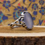 انگشتر عقیق کبود یمنی نقره مردانه طرح آریامنش - Image 4