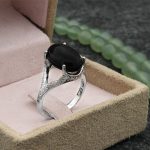 انگشتر عقیق مشکی نقره زنانه طرح ساحل - Image 2