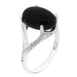 انگشتر عقیق مشکی نقره زنانه طرح ساحل