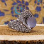 انگشتر عقیق کبود یمنی نقره زنانه طرح آناهید - Image 2