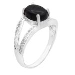 انگشتر عقیق مشکی نقره زنانه طرح برسومه