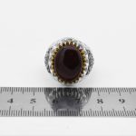 انگشتر عقیق مشکی نقره مردانه طرح دور طلایی ارشک - Image 5