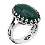 انگشتر عقیق سبز نقره مردانه طرح تمیم