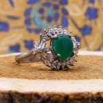 انگشتر عقیق سبز نقره زنانه طرح ماهپاره - Image 2