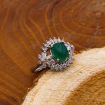 انگشتر عقیق سبز نقره زنانه طرح ماهپاره - Image 3