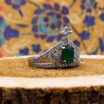 انگشتر عقیق سبز نقره زنانه طرح رخشان - Image 2