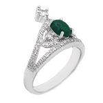 انگشتر عقیق سبز نقره زنانه طرح رخشان