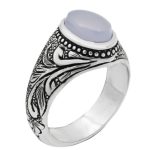 انگشتر عقیق کبود یمنی نقره مردانه طرح مستعان