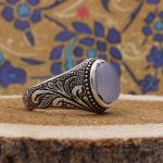 انگشتر عقیق کبود یمنی نقره مردانه طرح مستعان - Image 2
