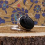 انگشتر عقیق مشکی نقره مردانه و زنانه طرح مشتاق - Image 3