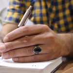 انگشتر عقیق مشکی نقره دست ساز مردانه طرح معید + حرز امام جواد (ع) - Image 3