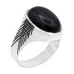 انگشتر عقیق مشکی نقره دست ساز مردانه طرح معید + حرز امام جواد (ع)