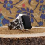 انگشتر عقیق مشکی نقره دست ساز مردانه طرح مقتدی + حرز امام جواد (ع) - Image 2