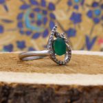 انگشتر عقیق سبز نقره زنانه طرح نارین - Image 4