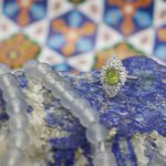 انگشتر زبرجد الماس تراش نقره زنانه طرح خوشه - Image 2