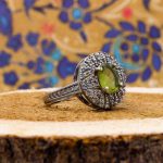 انگشتر زبرجد الماس تراش نقره زنانه طرح درسا - Image 2