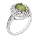 انگشتر زبرجد الماس تراش نقره زنانه طرح درسا