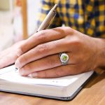 انگشتر زبرجد الماس تراش نقره مردانه دست ساز طرح ایلمان - Image 2