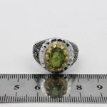 انگشتر زبرجد الماس تراش نقره مردانه دست ساز طرح دور طلایی توماج - Image 3