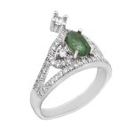 انگشتر زمرد نقره زنانه طرح ساول