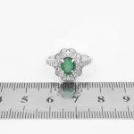 انگشتر زمرد الماس تراش نقره زنانه طرح ازهار - Image 3