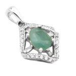 گردنبند زمرد الماس تراش نقره زنانه طرح محیصا