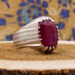 انگشتر یاقوت سرخ الماس تراش نقره مردانه طرح ایدون - Image 2