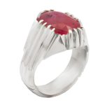 انگشتر یاقوت سرخ الماس تراش نقره مردانه طرح ایدون
