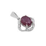 گردنبند یاقوت سرخ الماس تراش نقره زنانه طرح پوپک