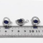 نیم ست یاقوت کبود الماس تراش نقره زنانه طرح فریماه - Image 2