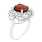 انگشتر گارنت الماس تراش نقره زنانه طرح پونه