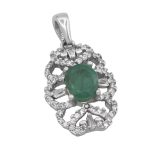 گردنبند زمرد الماس تراش نقره زنانه طرح آلاء