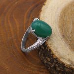 انگشتر عقیق سبز نقره زنانه طرح نوا - Image 2