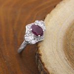 انگشتر یاقوت سرخ الماس تراش نقره زنانه طرح پوپک - Image 3