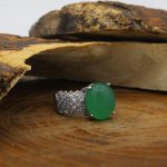 انگشتر عقیق سبز نقره زنانه طرح شیوا - Image 2