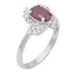 انگشتر یاقوت سرخ الماس تراش نقره زنانه طرح آگرین