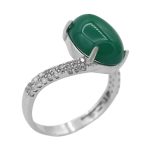 انگشتر عقیق سبز نقره زنانه طرح نوا