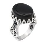 انگشتر عقیق مشکی نقره مردانه طرح مصلح