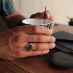 انگشتر یشم نقره مردانه طرح بادرنگ - Image 3