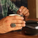 انگشتر یشم نقره مردانه طرح عین علی - Image 4