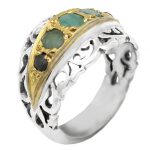 انگشتر چند سنگ نقره دست ساز مردانه طرح سمراد