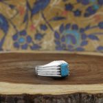 انگشتر فیروزه نیشابوری نقره مردانه دست ساز طرح سلامان - Image 2