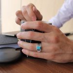 انگشتر فیروزه نیشابوری نقره مردانه دست ساز طرح سلامان - Image 4