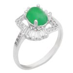 انگشتر یشم نقره زنانه طرح مینو