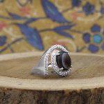 انگشتر عقیق باباقوری نقره زنانه طرح گلنوش - Image 2