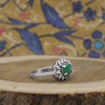 انگشتر زمرد الماس تراش نقره زنانه طرح هانیس - Image 3