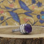 انگشتر آمیتیست الماس تراش نقره زنانه طرح پرنیان - Image 2