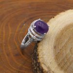 انگشتر آمیتیست الماس تراش نقره زنانه طرح پرنیان - Image 3